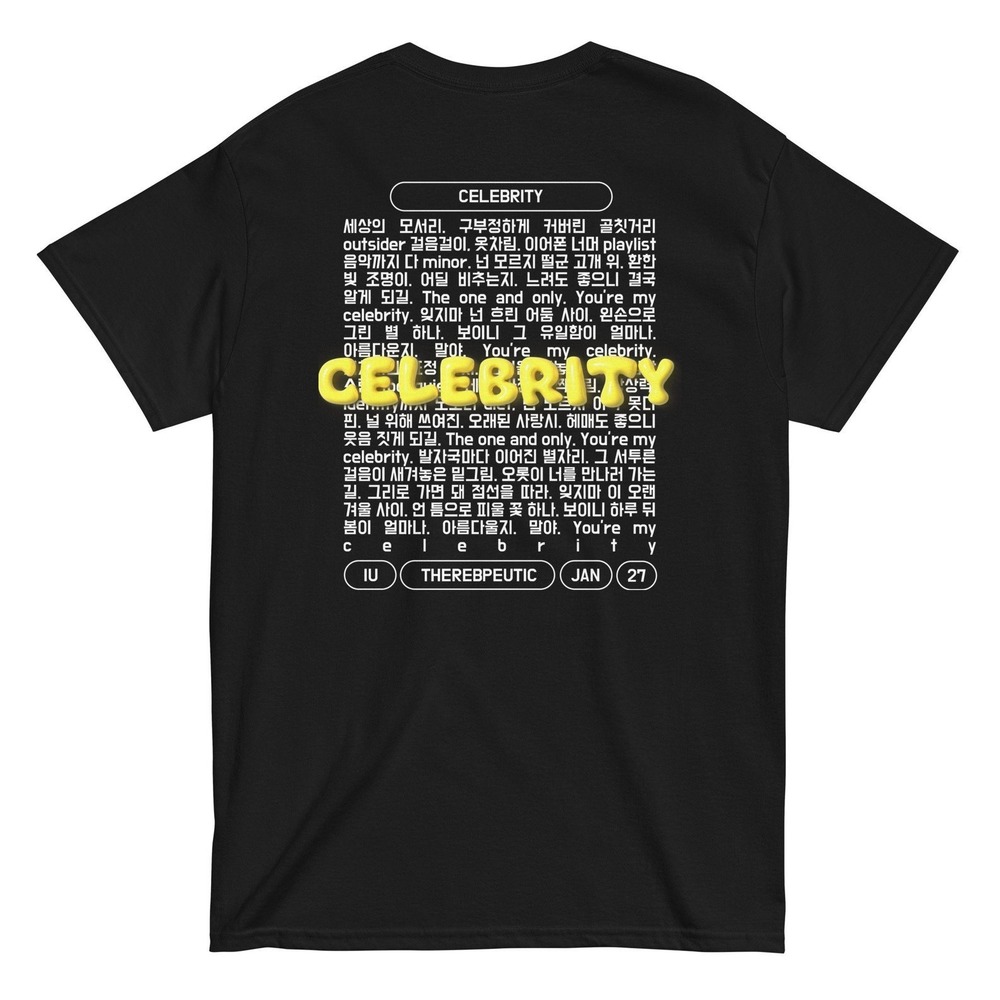 IU KPOP Shirt Black Casual Tee Concert Kpop Shirt Outfit Korean Lyrics Shirt